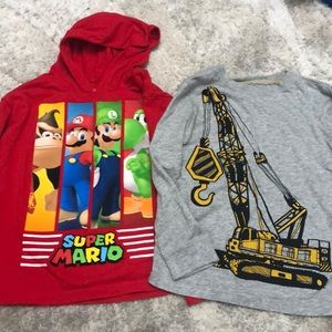 2 long sleeve boys size 6 t-shirts Mario Brothers
